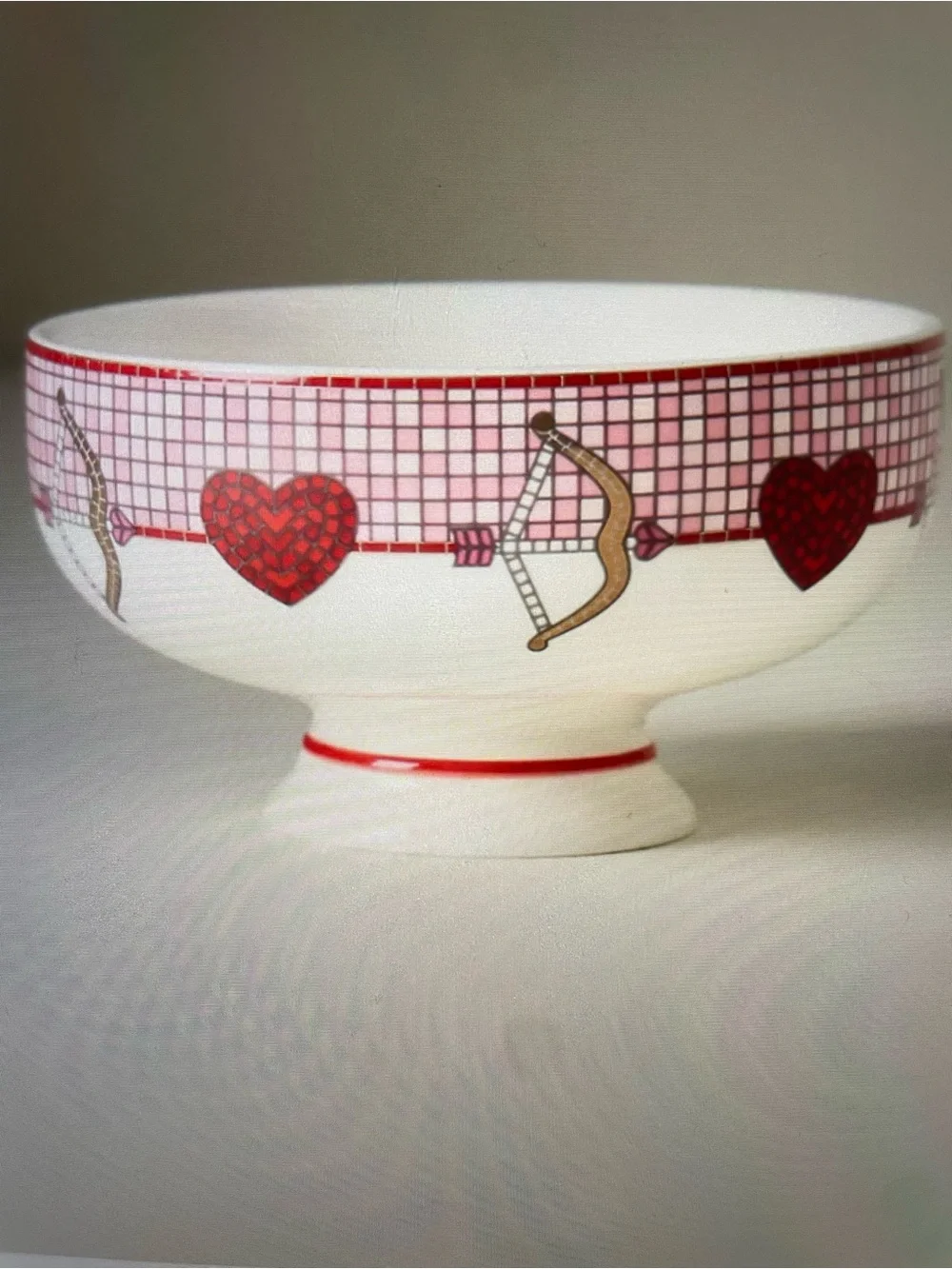 ANTHROPOLOGIE THE BISTRO TILE STONEWARE NUT BOWL: Valentine's Day Edition NEW